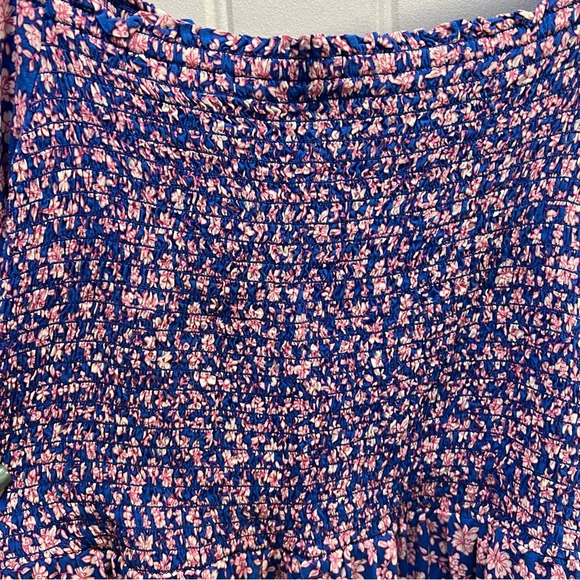 J. Crew Factory Viscose Blue Ditsy Floral Smocked Midi Dress. Size XL. - Picture 7 of 16